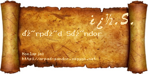Árpád Sándor névjegykártya
