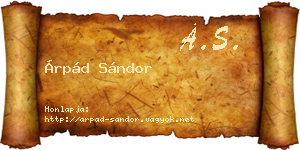 Árpád Sándor névjegykártya