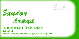 sandor arpad business card